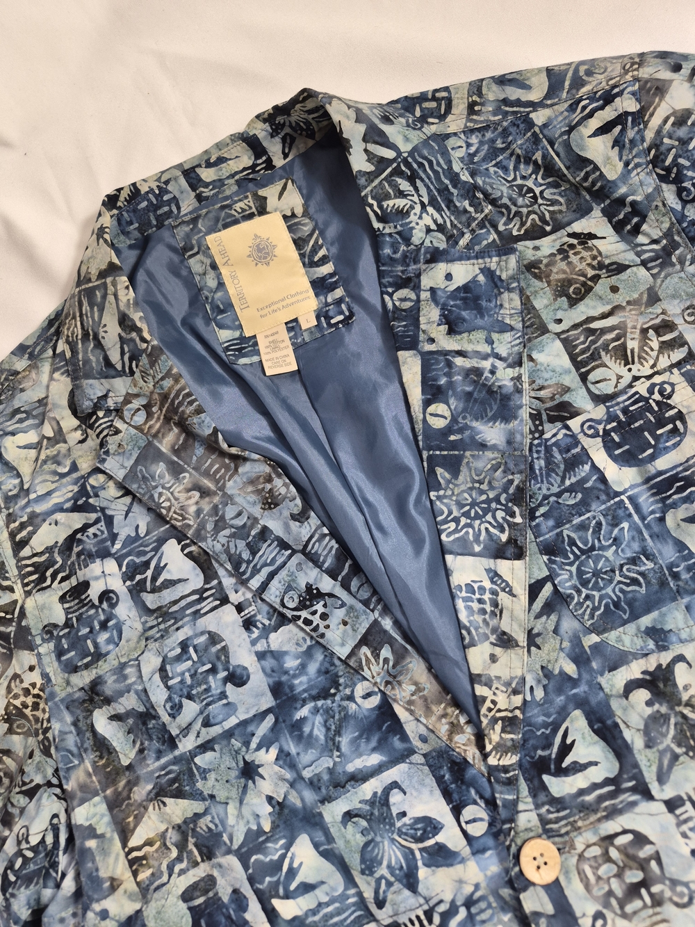 Territory Ahead Mens Summer Batik Spring Blazer Tall Cotton L $300 New Style